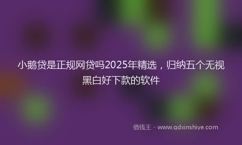 小鹅贷是正规网贷吗2025年精选，归纳五个无视黑白好下款的软件