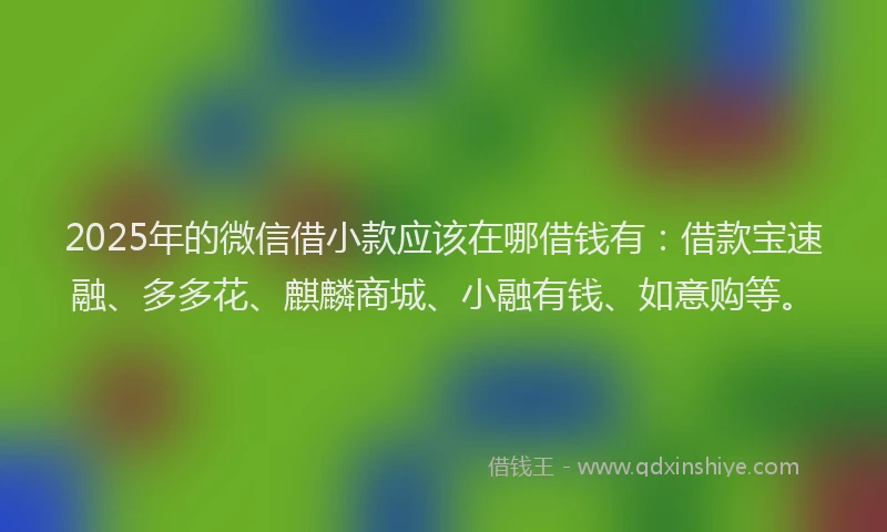 2025年的微信借小款应该在哪借钱有：借款宝速融、多多花、麒麟商城、小融有钱、如意购等。