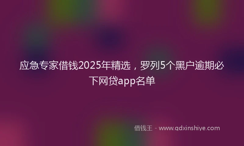 应急专家借钱2025年精选，罗列5个黑户逾期必下网贷app名单