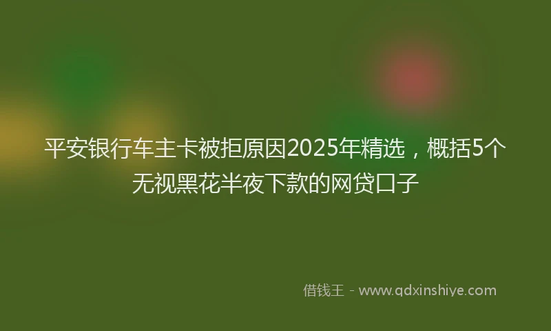 平安银行车主卡被拒原因2025年精选，概括5个无视黑花半夜下款的网贷口子