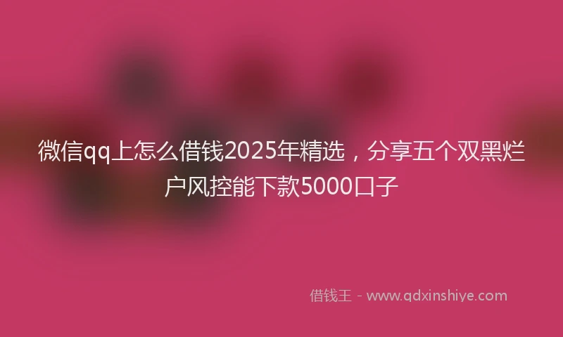 微信qq上怎么借钱2025年精选，分享五个双黑烂户风控能下款5000口子