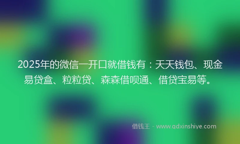 2025年的微信一开口就借钱有：天天钱包、现金易贷盒、粒粒贷、森森借呗通、借贷宝易等。