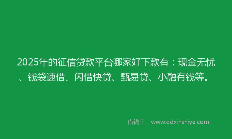 2025年的征信贷款平台哪家好下款有：现金无忧、钱袋速借、闪借快贷、甄易贷、小融有钱等。