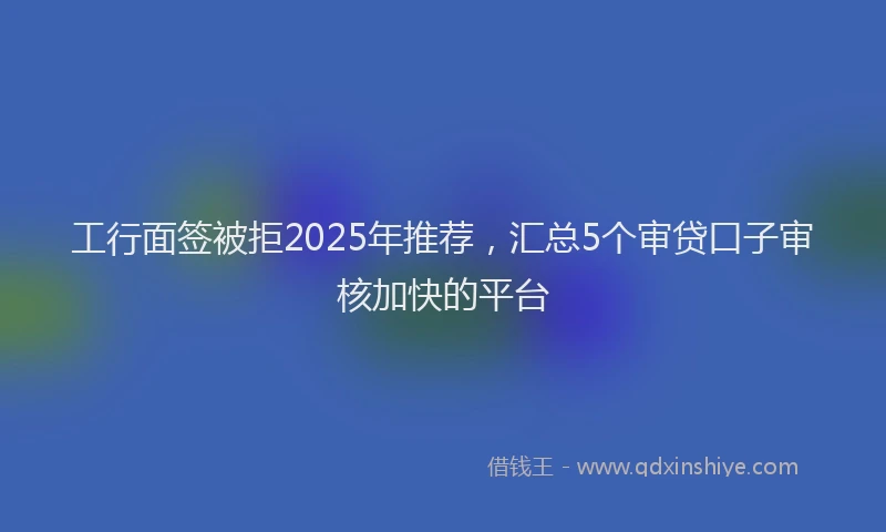 工行面签被拒2025年推荐，汇总5个审贷口子审核加快的平台