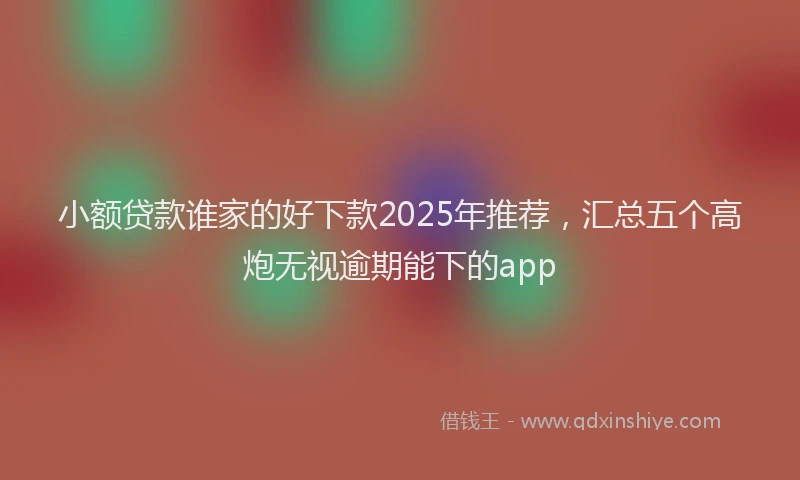 小额贷款谁家的好下款2025年推荐，汇总五个高炮无视逾期能下的app