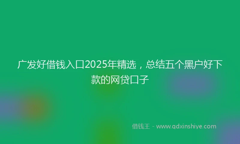 广发好借钱入口2025年精选，总结五个黑户好下款的网贷口子