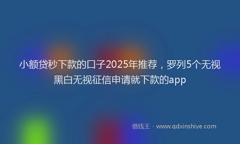 小额贷秒下款的口子2025年推荐，罗列5个无视黑白无视征信申请就下款的app