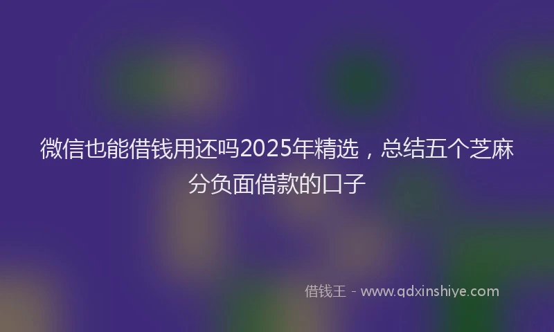 微信也能借钱用还吗2025年精选，总结五个芝麻分负面借款的口子