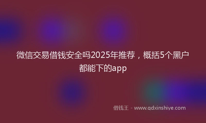 微信交易借钱安全吗2025年推荐，概括5个黑户都能下的app