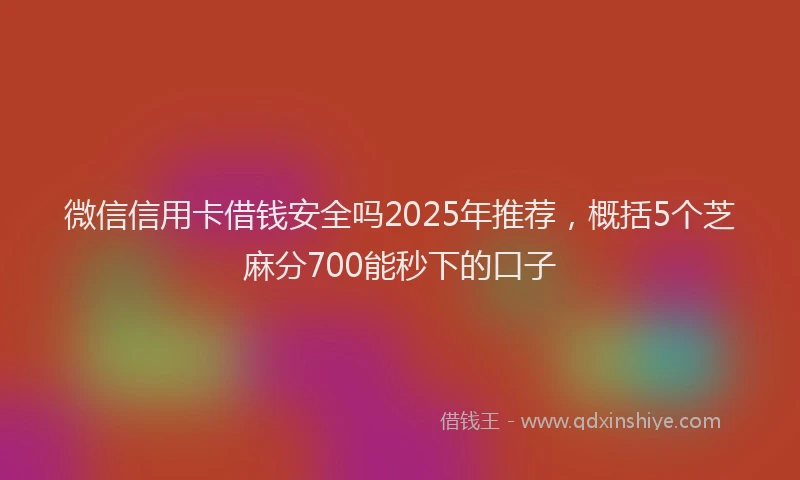 微信信用卡借钱安全吗2025年推荐，概括5个芝麻分700能秒下的口子