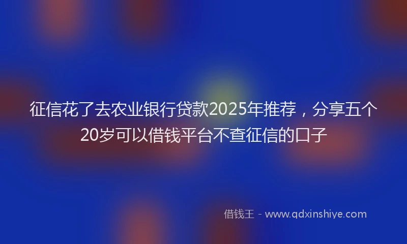 征信花了去农业银行贷款2025年推荐，分享五个20岁可以借钱平台不查征信的口子