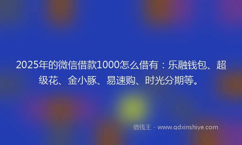 2025年的微信借款1000怎么借有：乐融钱包、超级花、金小豚、易速购、时光分期等。