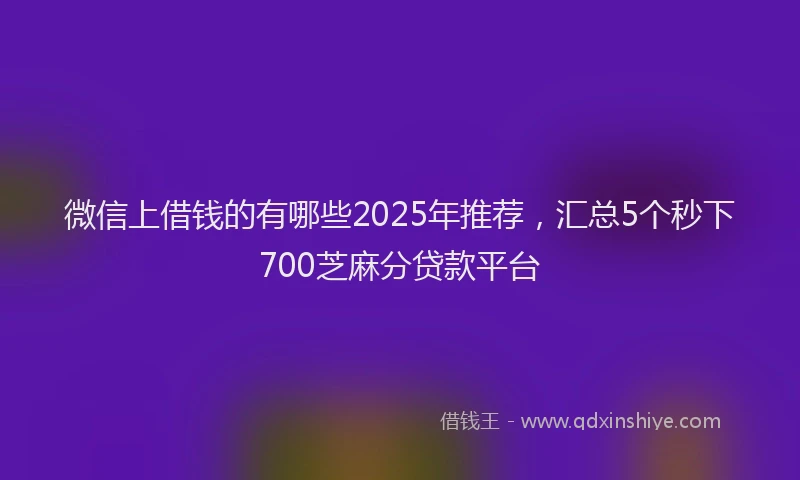 微信上借钱的有哪些2025年推荐，汇总5个秒下700芝麻分贷款平台