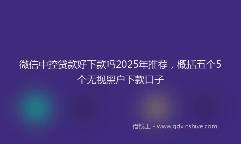 微信中控贷款好下款吗2025年推荐，概括五个5个无视黑户下款口子