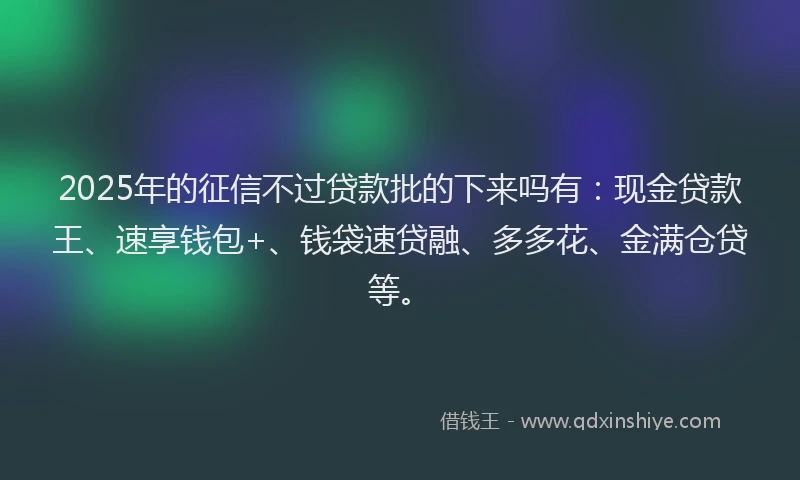 2025年的征信不过贷款批的下来吗有：现金贷款王、速享钱包+、钱袋速贷融、多多花、金满仓贷等。