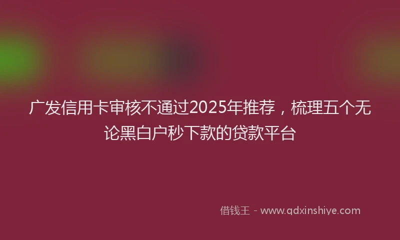 广发信用卡审核不通过2025年推荐，梳理五个无论黑白户秒下款的贷款平台