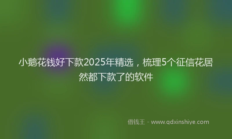 小鹅花钱好下款2025年精选，梳理5个征信花居然都下款了的软件