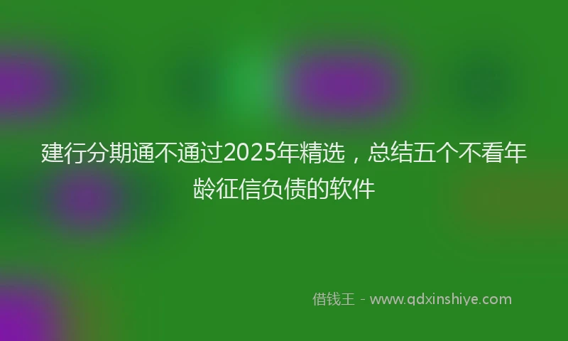 建行分期通不通过2025年精选，总结五个不看年龄征信负债的软件