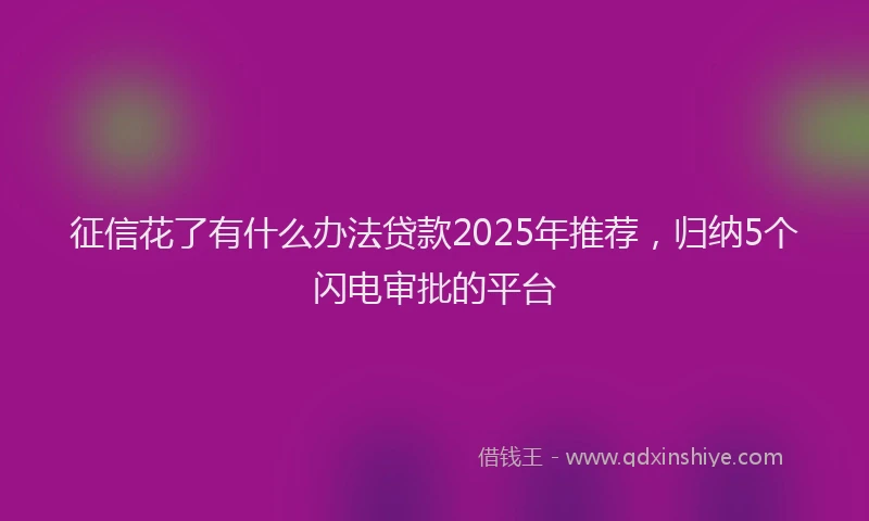 征信花了有什么办法贷款2025年推荐，归纳5个闪电审批的平台