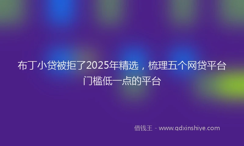 布丁小贷被拒了2025年精选，梳理五个网贷平台门槛低一点的平台