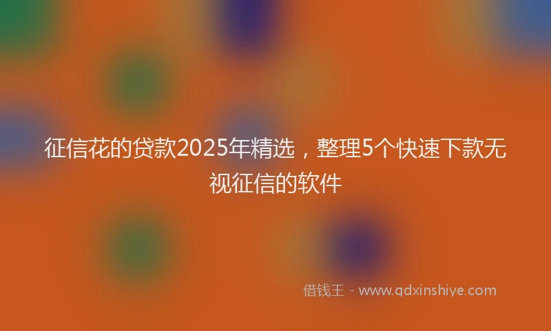 征信花的贷款2025年精选，整理5个快速下款无视征信的软件