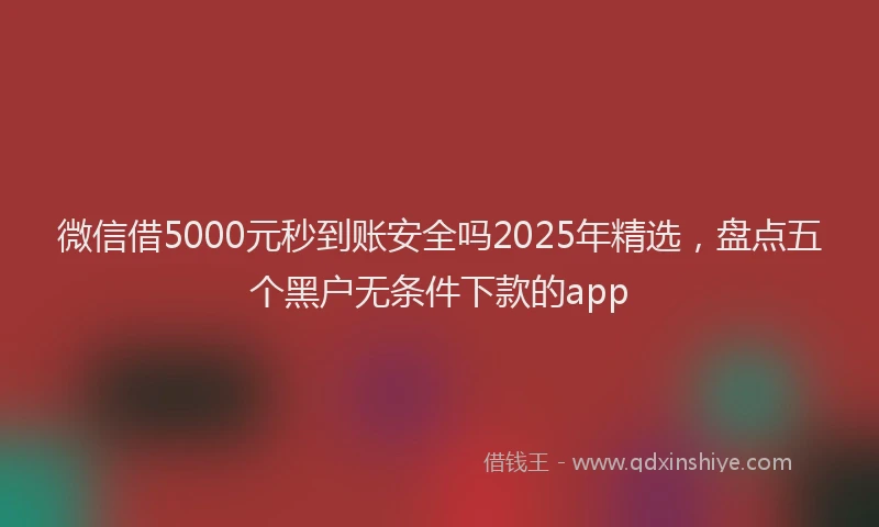 微信借5000元秒到账安全吗2025年精选，盘点五个黑户无条件下款的app