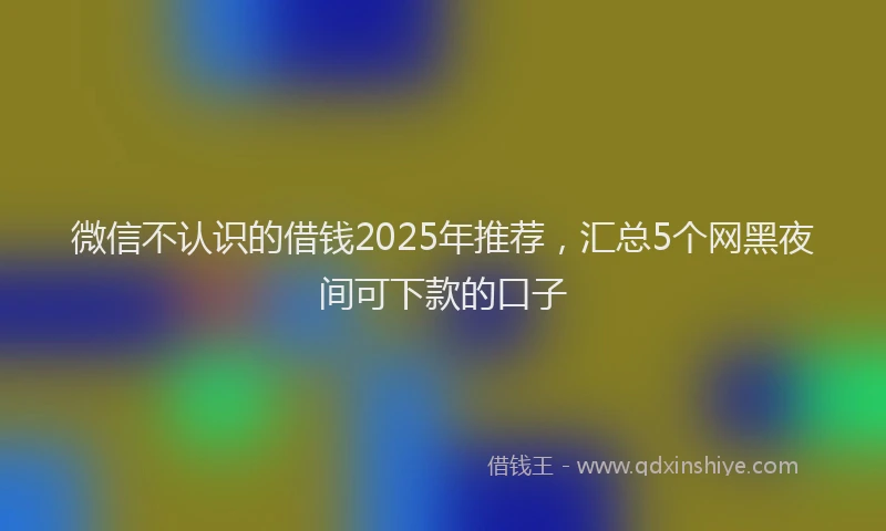 微信不认识的借钱2025年推荐，汇总5个网黑夜间可下款的口子