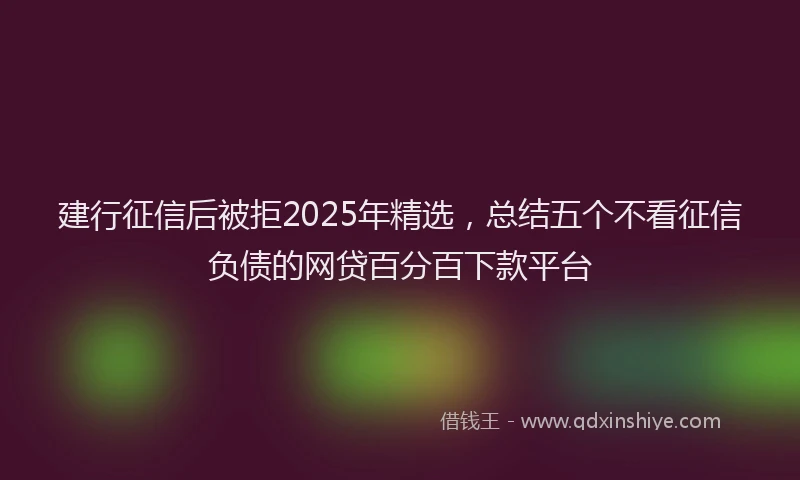 建行征信后被拒2025年精选，总结五个不看征信负债的网贷百分百下款平台