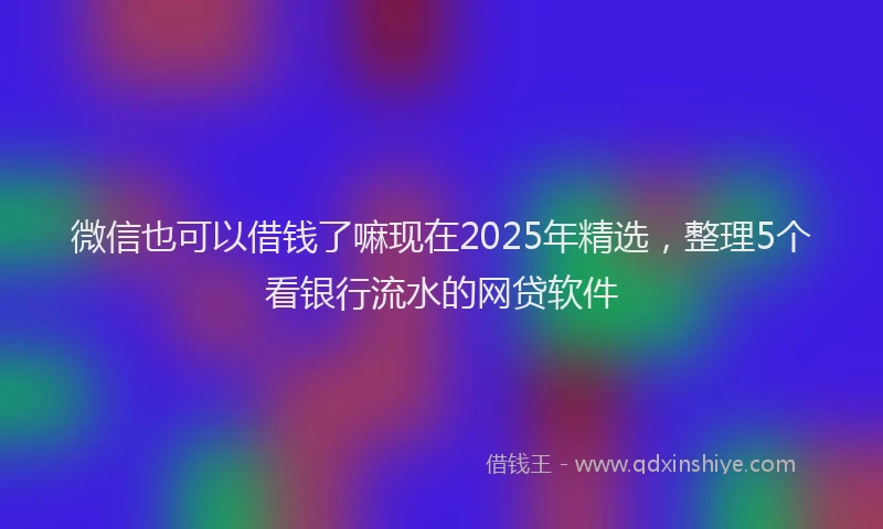 微信也可以借钱了嘛现在2025年精选，整理5个看银行流水的网贷软件