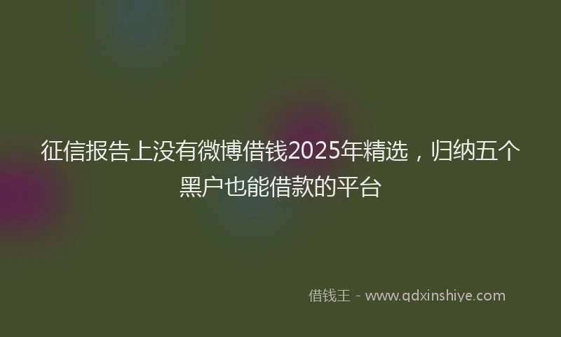 征信报告上没有微博借钱2025年精选，归纳五个黑户也能借款的平台