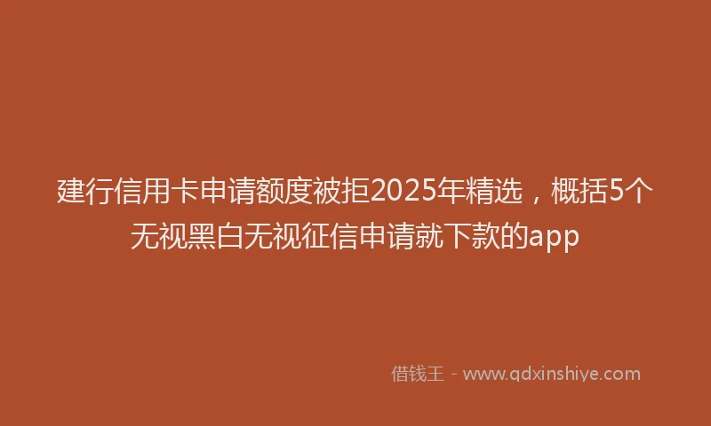 建行信用卡申请额度被拒2025年精选，概括5个无视黑白无视征信申请就下款的app