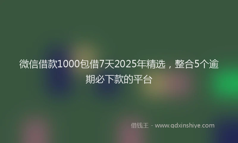 微信借款1000包借7天2025年精选，整合5个逾期必下款的平台