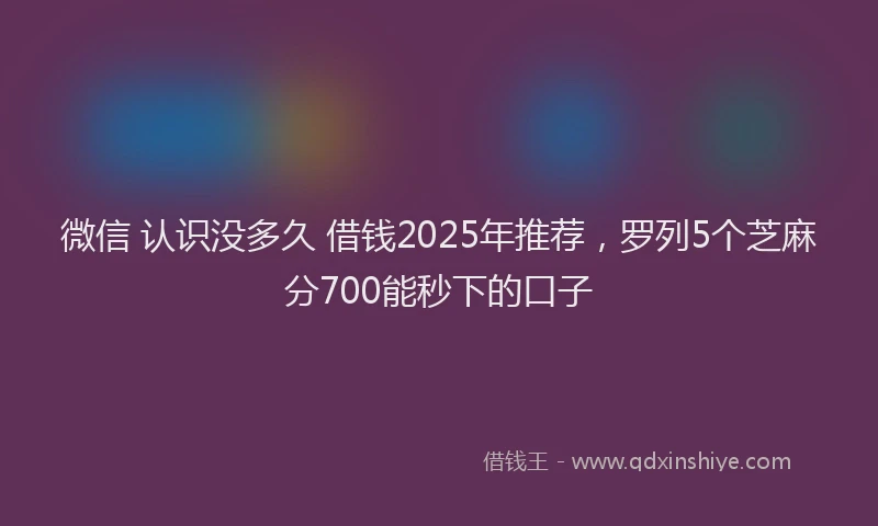 微信 认识没多久 借钱2025年推荐，罗列5个芝麻分700能秒下的口子