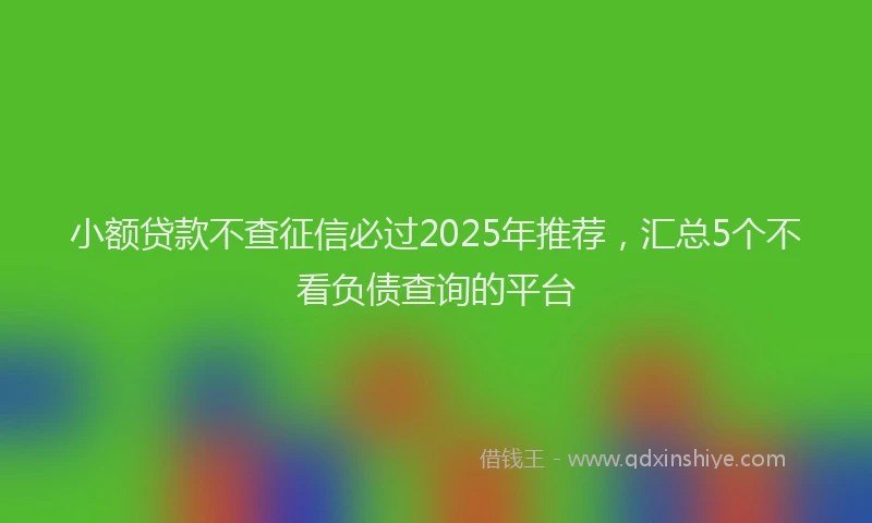小额贷款不查征信必过2025年推荐，汇总5个不看负债查询的平台