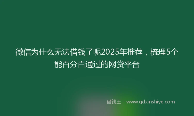 微信为什么无法借钱了呢2025年推荐，梳理5个能百分百通过的网贷平台
