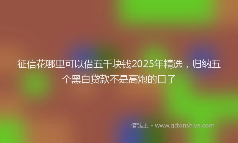 征信花哪里可以借五千块钱2025年精选，归纳五个黑白贷款不是高炮的口子