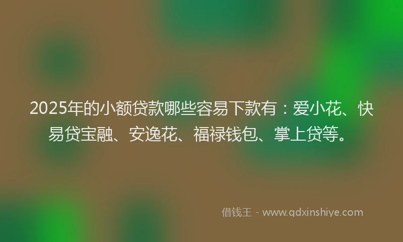 2025年的小额贷款哪些容易下款有：爱小花、快易贷宝融、安逸花、福禄钱包、掌上贷等。