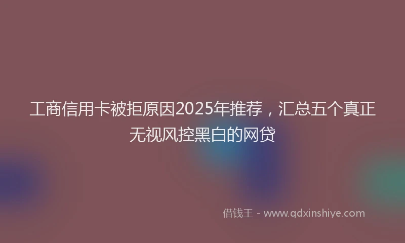 工商信用卡被拒原因2025年推荐，汇总五个真正无视风控黑白的网贷