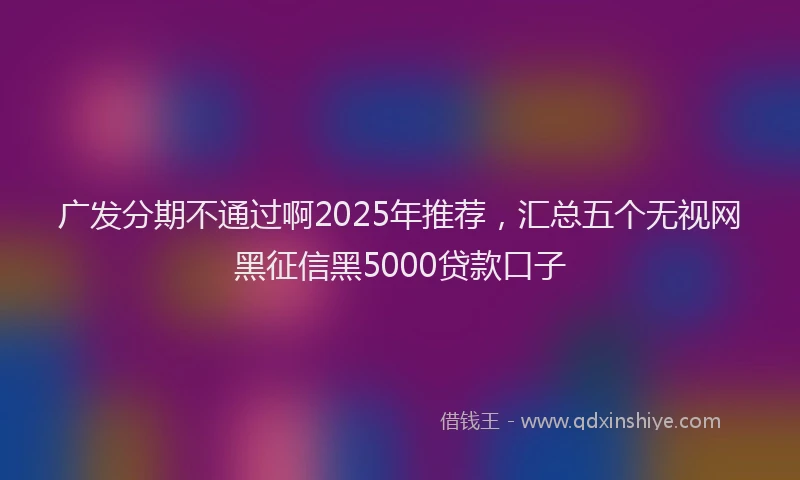 广发分期不通过啊2025年推荐，汇总五个无视网黑征信黑5000贷款口子