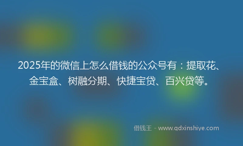 2025年的微信上怎么借钱的公众号有：提取花、金宝盒、树融分期、快捷宝贷、百兴贷等。