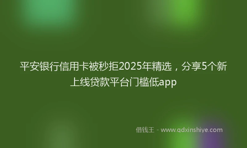 平安银行信用卡被秒拒2025年精选，分享5个新上线贷款平台门槛低app