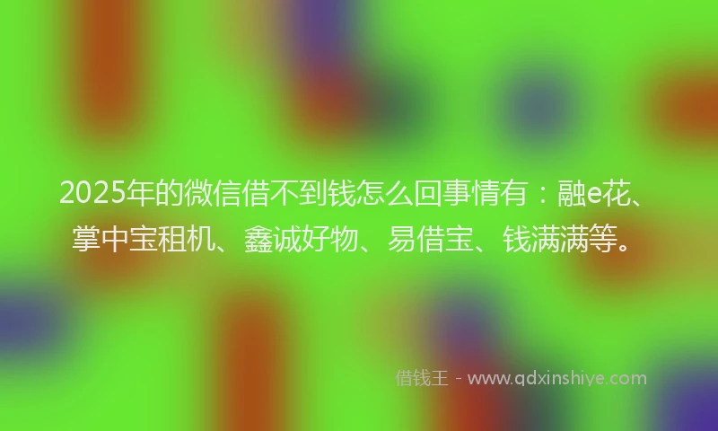 2025年的微信借不到钱怎么回事情有：融e花、掌中宝租机、鑫诚好物、易借宝、钱满满等。