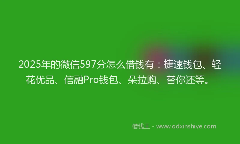 2025年的微信597分怎么借钱有：捷速钱包、轻花优品、信融Pro钱包、朵拉购、替你还等。
