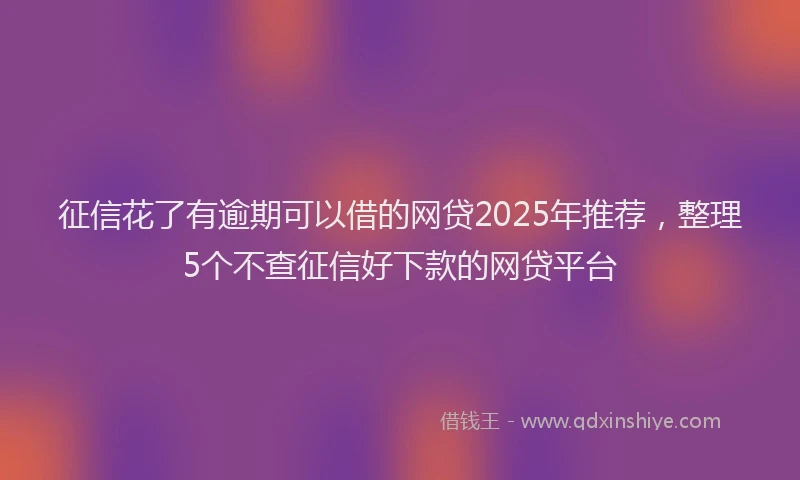 征信花了有逾期可以借的网贷2025年推荐，整理5个不查征信好下款的网贷平台