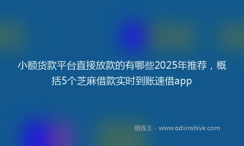 小额货款平台直接放款的有哪些2025年推荐，概括5个芝麻借款实时到账速借app