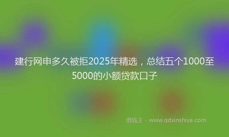 建行网申多久被拒2025年精选，总结五个1000至5000的小额贷款口子