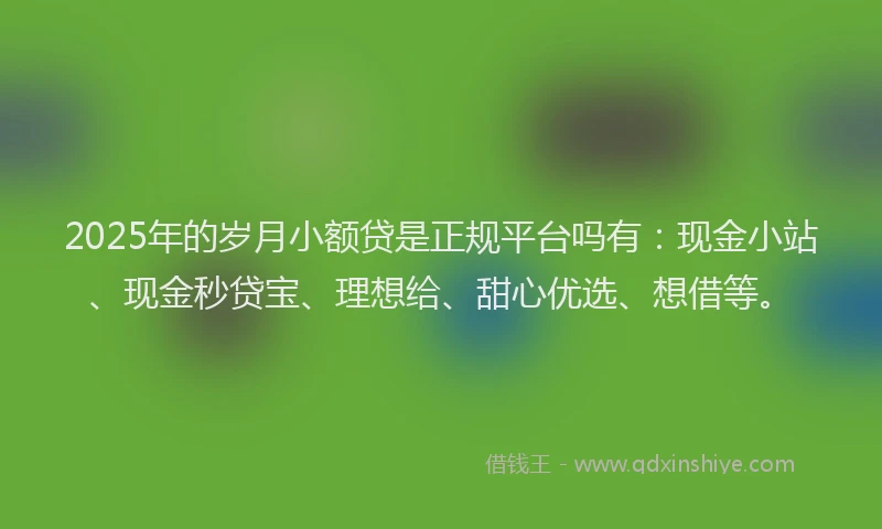 2025年的岁月小额贷是正规平台吗有：现金小站、现金秒贷宝、理想给、甜心优选、想借等。