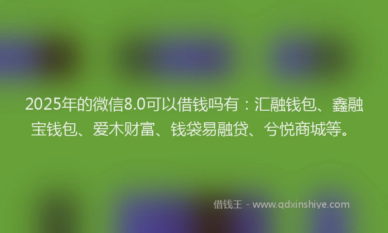 2025年的微信8.0可以借钱吗有：汇融钱包、鑫融宝钱包、爱木财富、钱袋易融贷、兮悦商城等。