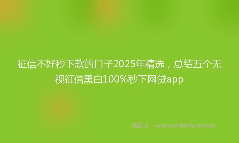 征信不好秒下款的口子2025年精选，总结五个无视征信黑白100%秒下网贷app