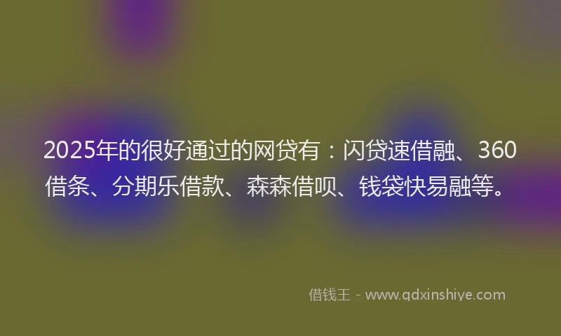 2025年的很好通过的网贷有：闪贷速借融、360借条、分期乐借款、森森借呗、钱袋快易融等。